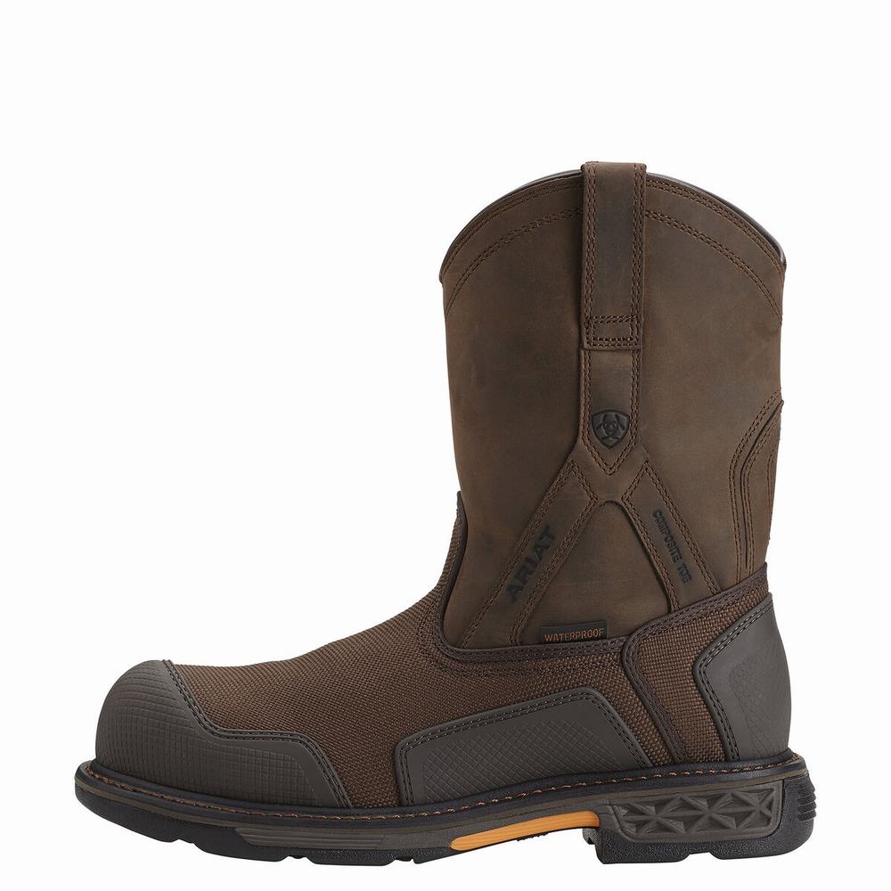 Men's Ariat OverDrive XTR Waterproof Composite Toe Waterproof Boots Brown | GNCU-90163