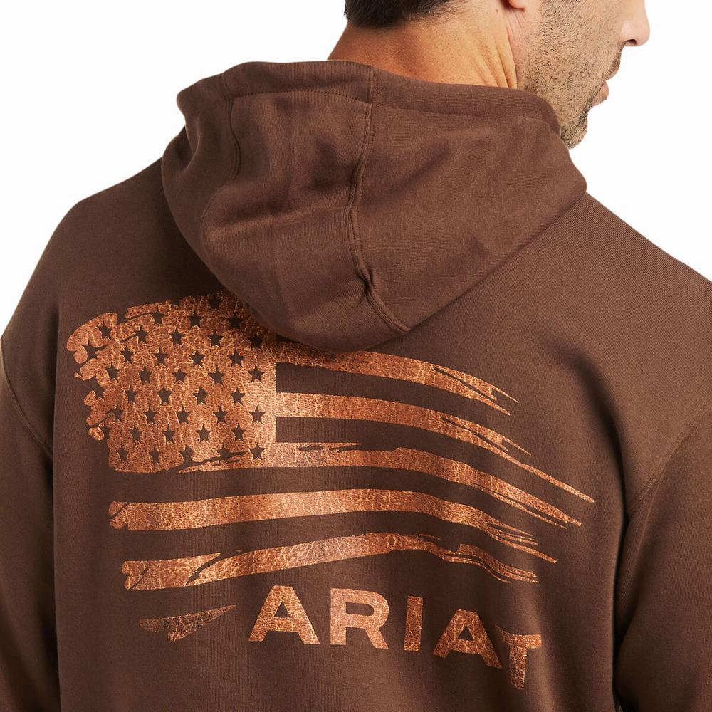 Men's Ariat Patriot 2.0 Hoodie Brown / Brown | DGBZ-05817