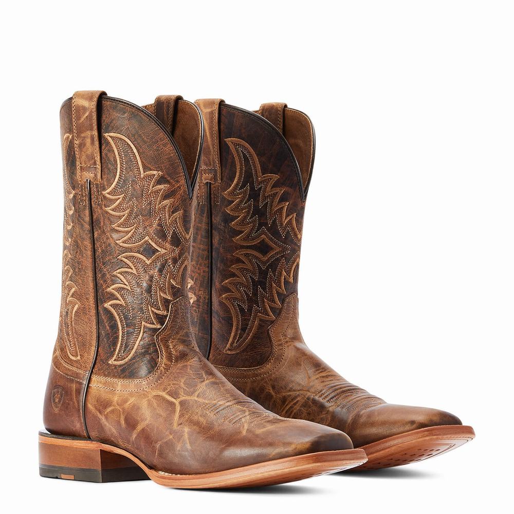 Men's Ariat Point Ryder Western Boots Brown | PZNM-98457