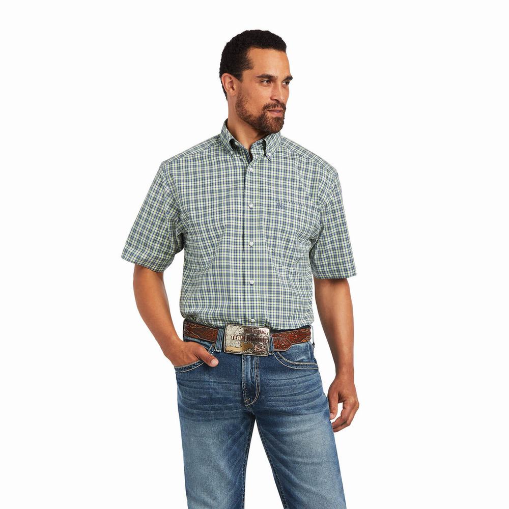 Men\'s Ariat Pro Series Barrett Classic Fit Shirts Green | OFGQ-57106