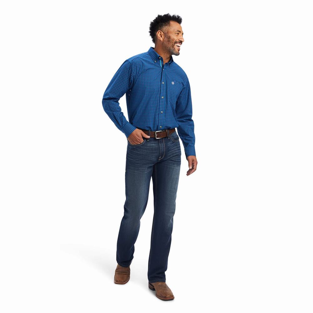 Men's Ariat Pro Series Bertrand Stretch Classic Fit Shirts Peacock | LDSU-60938