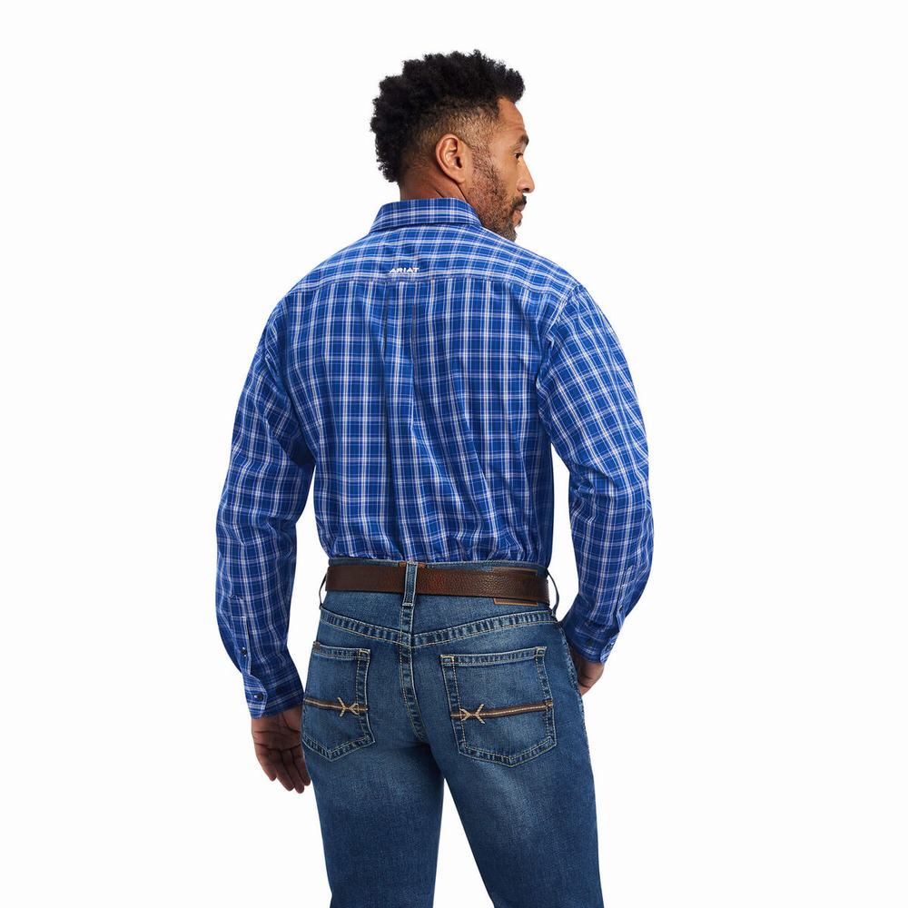 Men's Ariat Pro Series Boone Classic Fit Shirts Blue | HCFA-64891