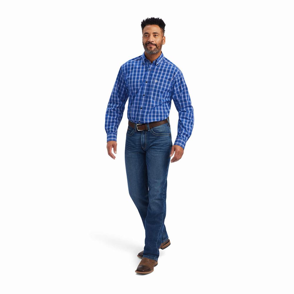 Men's Ariat Pro Series Boone Classic Fit Shirts Blue | HCFA-64891