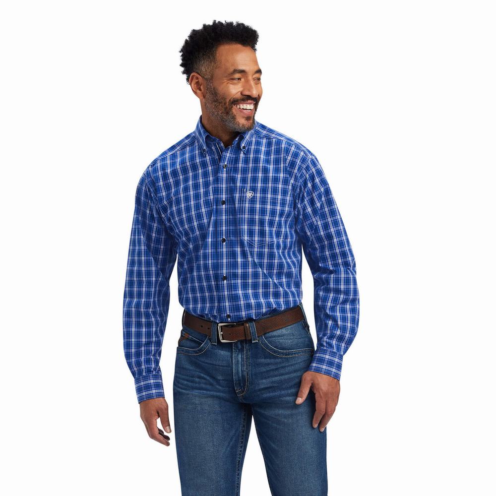 Men\'s Ariat Pro Series Boone Classic Fit Shirts Blue | HCFA-64891