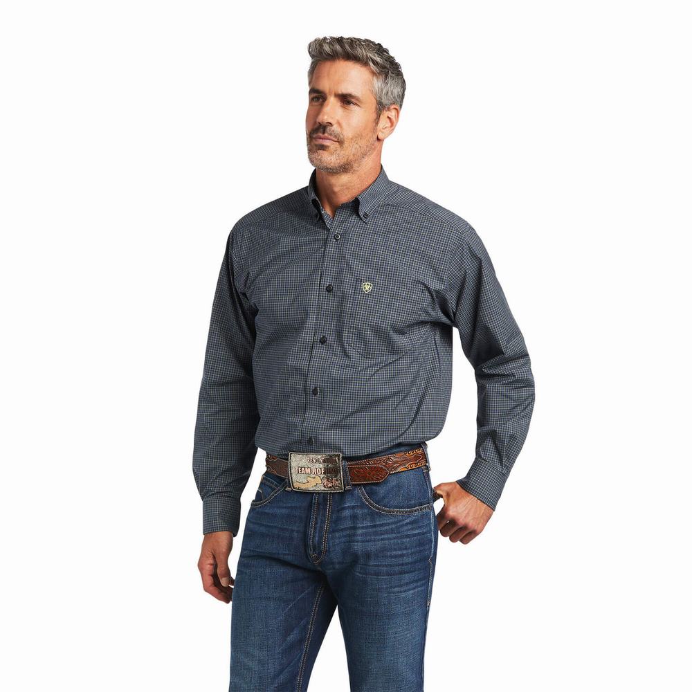 Men\'s Ariat Pro Series Brian Classic Fit Shirts Blue | JLZM-94732