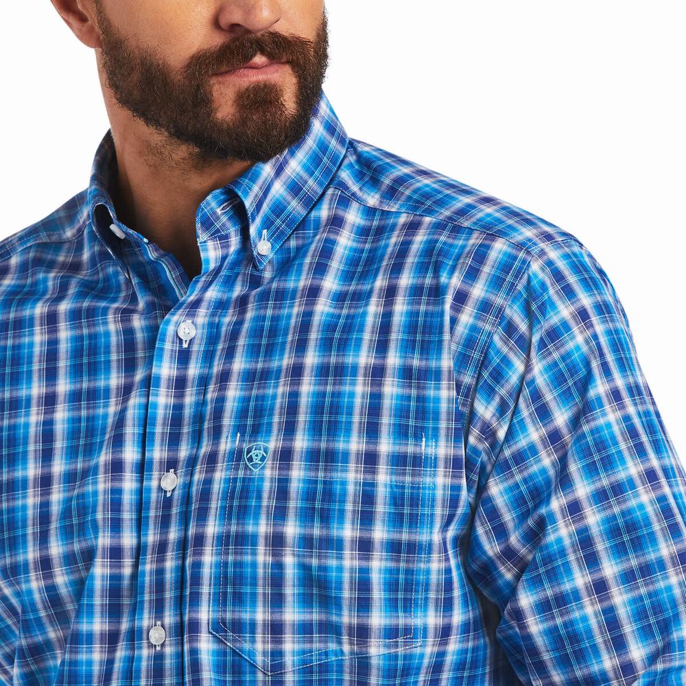 Men's Ariat Pro Series Mason Classic Fit Shirts Blue | BZEI-42856