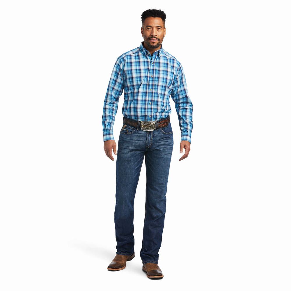 Men's Ariat Pro Series Mateo Classic Fit Shirts Blue | FWKT-65271