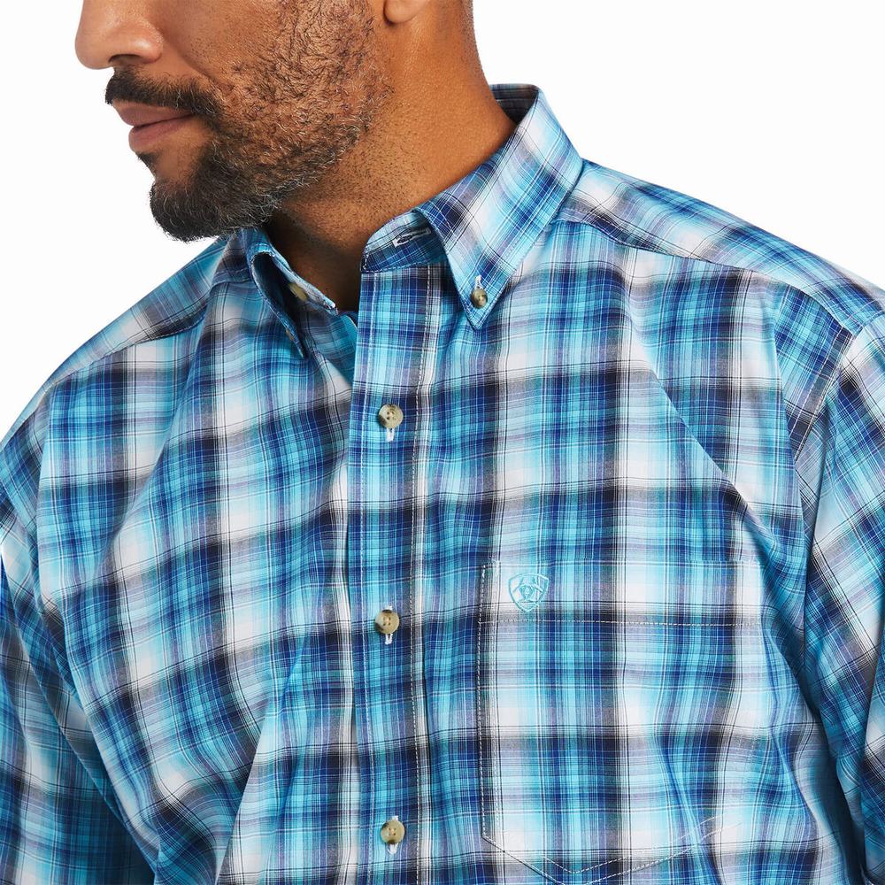 Men's Ariat Pro Series Mateo Classic Fit Shirts Blue | FWKT-65271