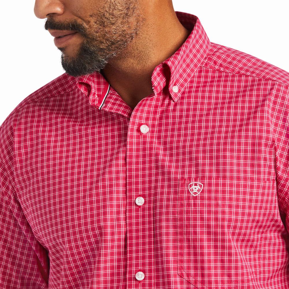 Men's Ariat Pro Series Miles Classic Fit Shirts Light Rose | ERBX-69745