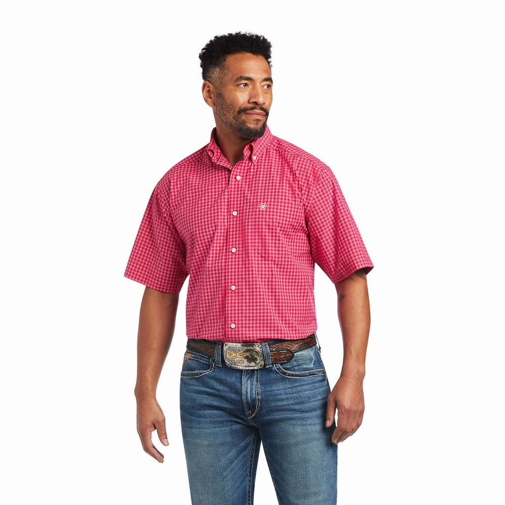 Men\'s Ariat Pro Series Miles Classic Fit Shirts Light Rose | ERBX-69745