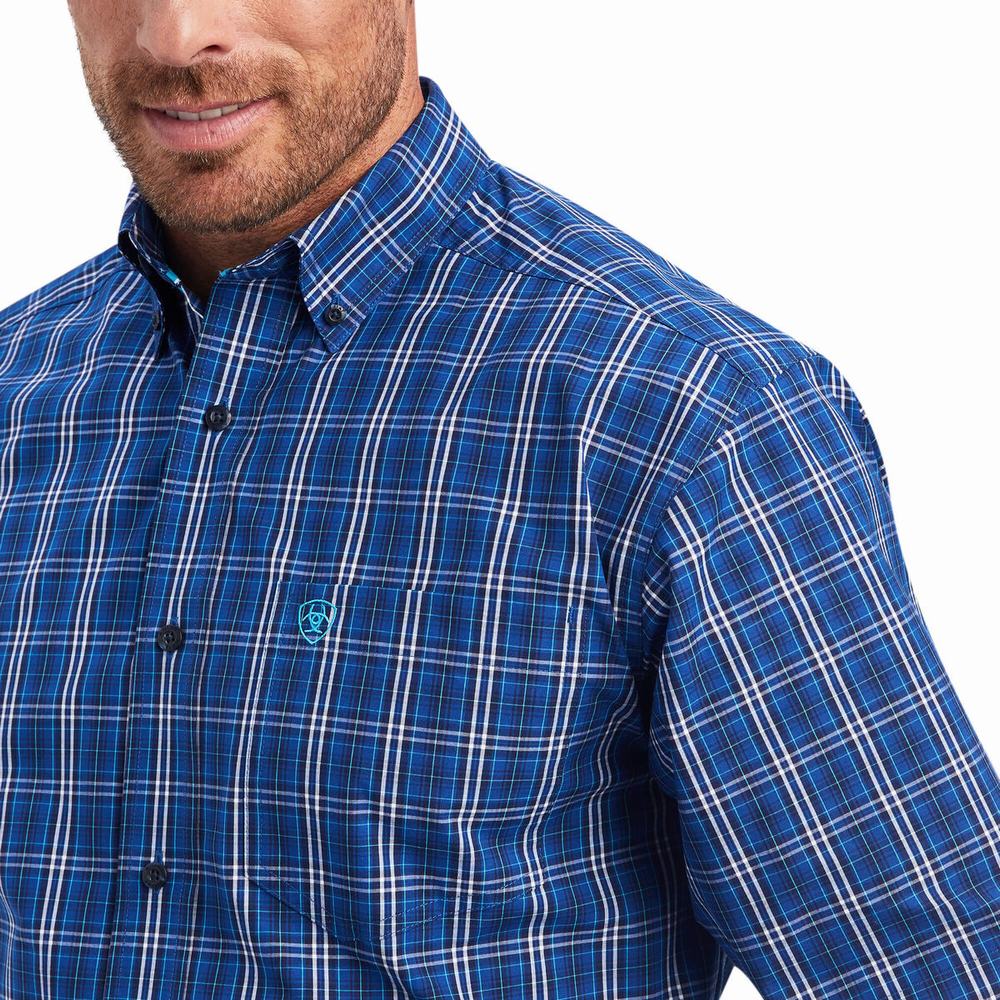 Men's Ariat Pro Series Naveen Classic Fit Shirts Royal Blue | XSFR-96015