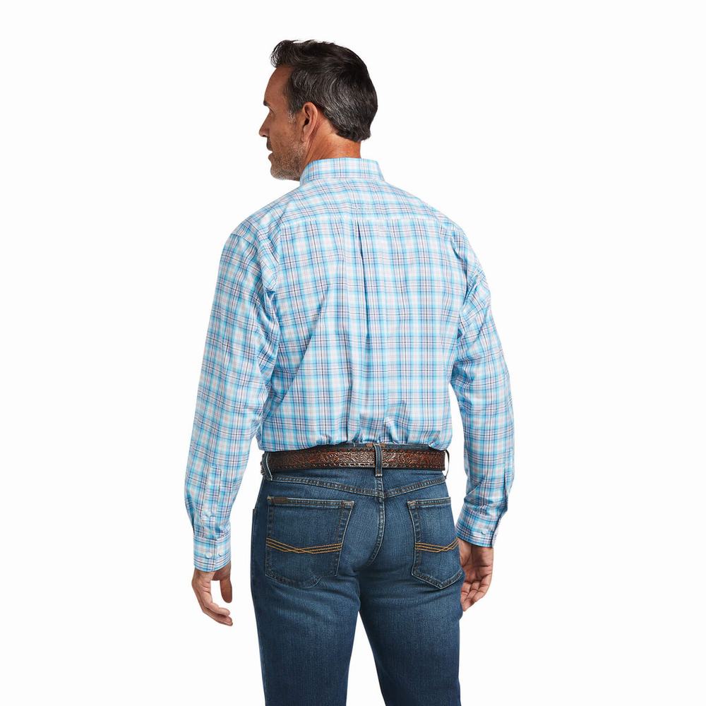 Men's Ariat Pro Series Quimby Classic Fit Shirts Blue | HAXN-60482