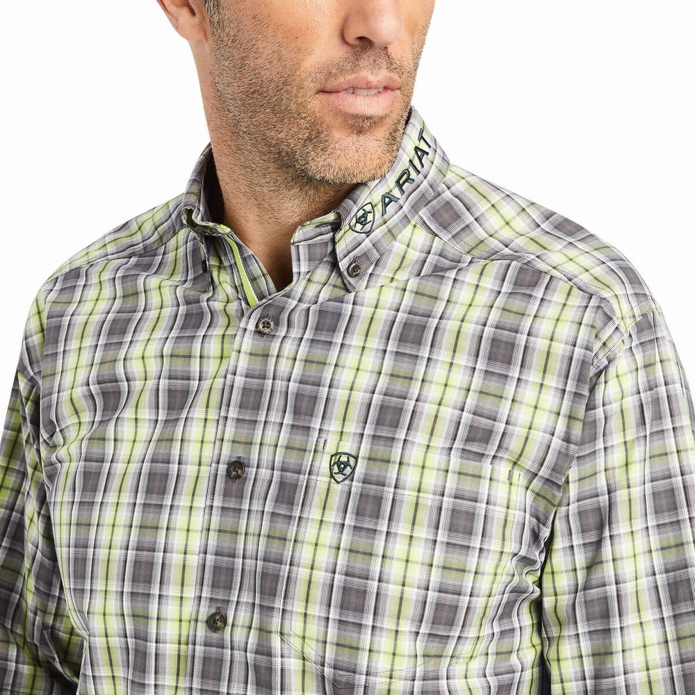 Men's Ariat Pro Series Team Mabry Classic Fit Shirts Green | MKYG-25487