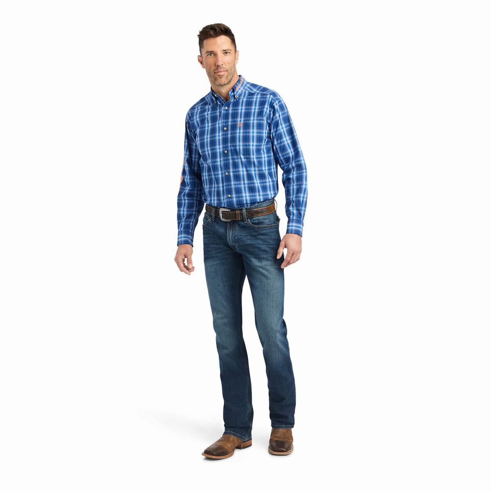 Men's Ariat Pro Series Team Marcos Classic Fit Shirts Blue | HBVJ-81045