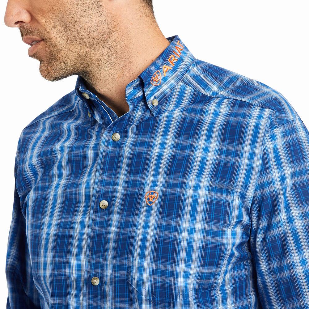 Men's Ariat Pro Series Team Marcos Classic Fit Shirts Blue | HBVJ-81045