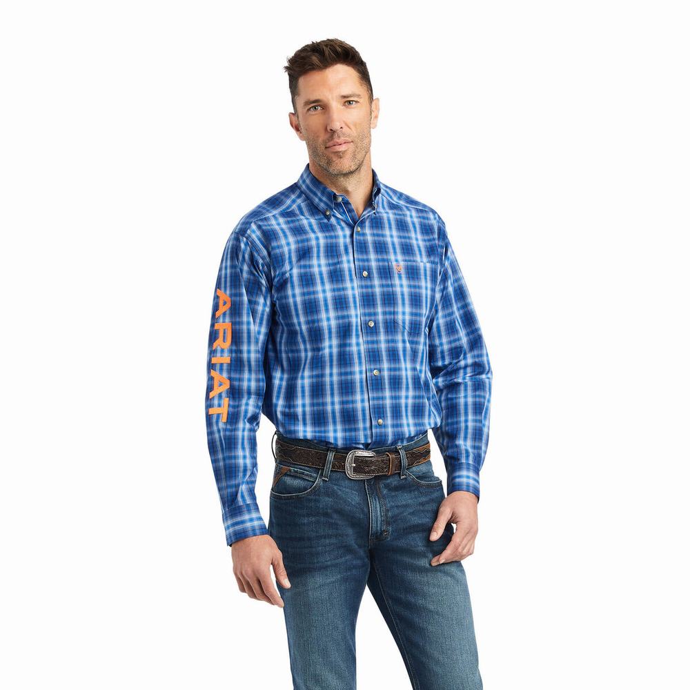 Men\'s Ariat Pro Series Team Marcos Classic Fit Shirts Blue | HBVJ-81045