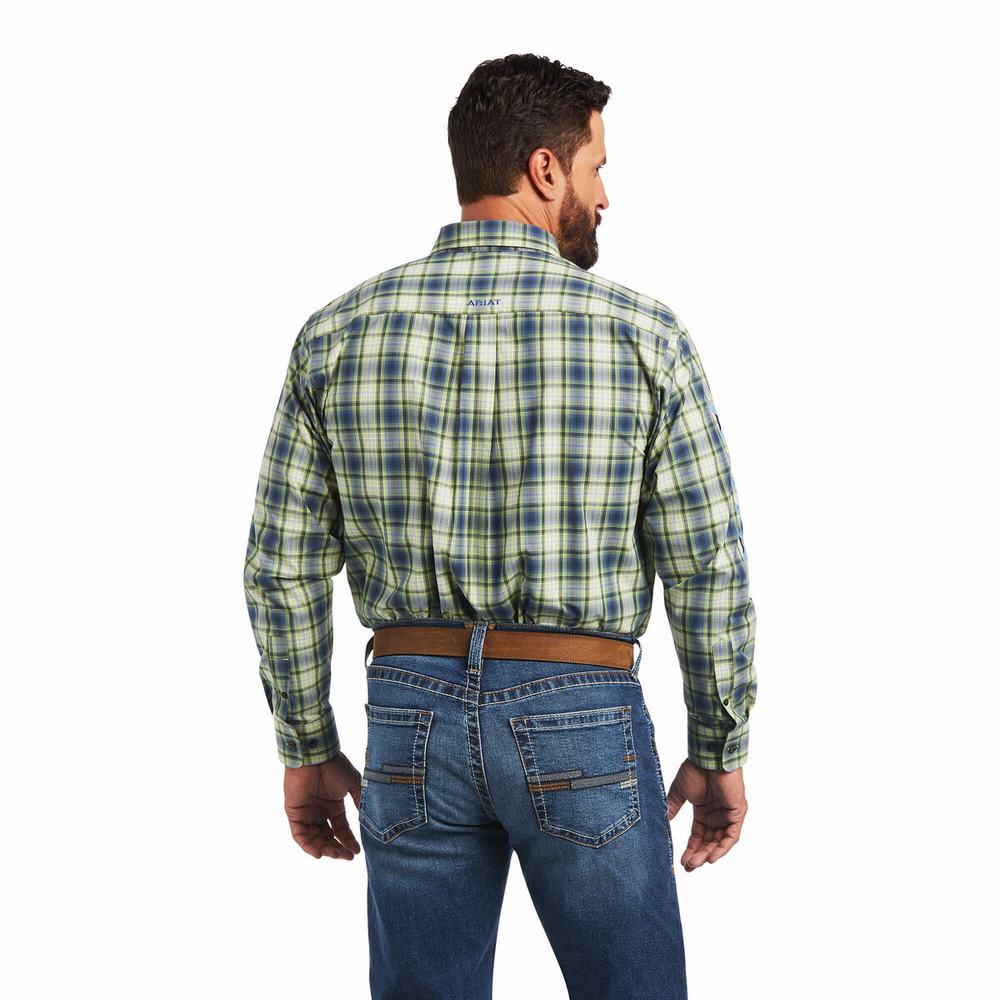 Men's Ariat Pro Series Team Maxton Classic Fit Shirts Green | GZND-46387