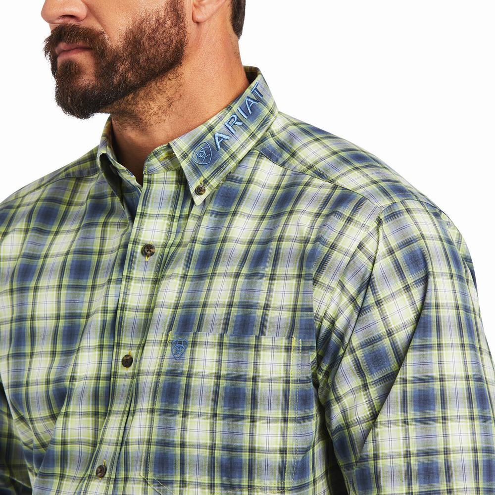 Men's Ariat Pro Series Team Maxton Classic Fit Shirts Green | GZND-46387