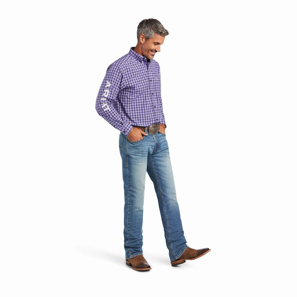 Men's Ariat Pro Series Team Slane Classic Fit Shirts Purple | TWVH-64591