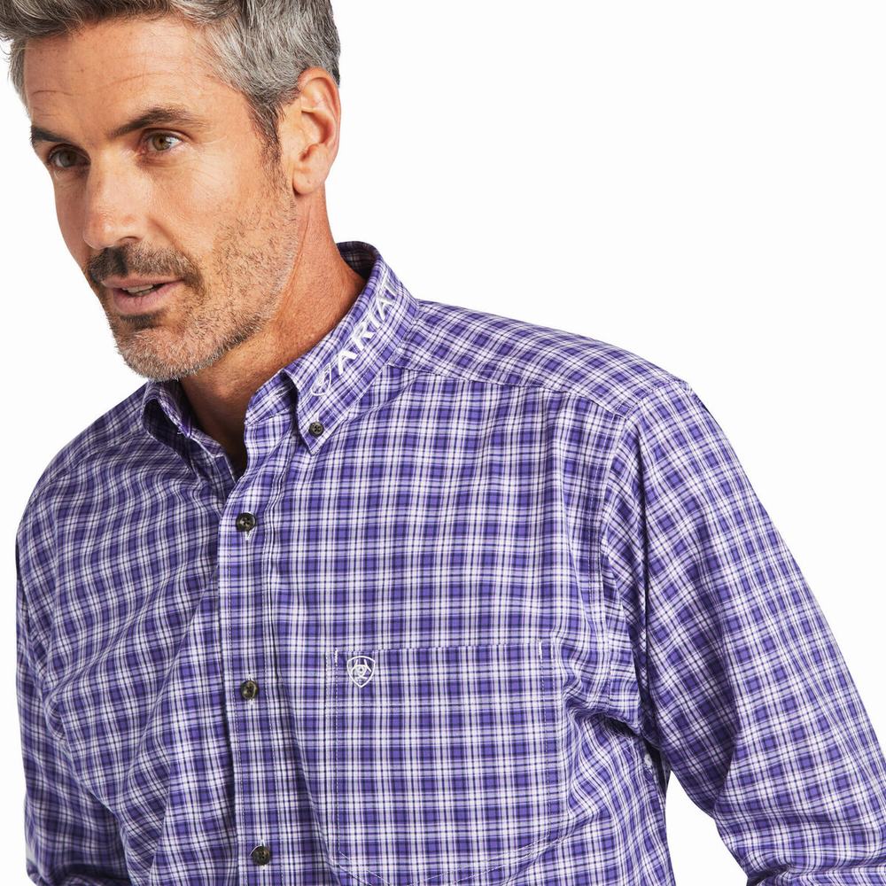 Men's Ariat Pro Series Team Slane Classic Fit Shirts Purple | TWVH-64591