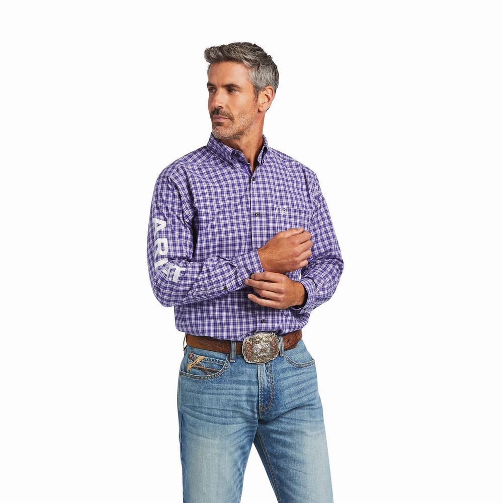 Men\'s Ariat Pro Series Team Slane Classic Fit Shirts Purple | TWVH-64591