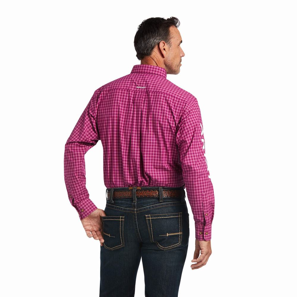 Men's Ariat Pro Series Team Tarletan Classic Fit Shirts Royal Purple | BHXY-72351