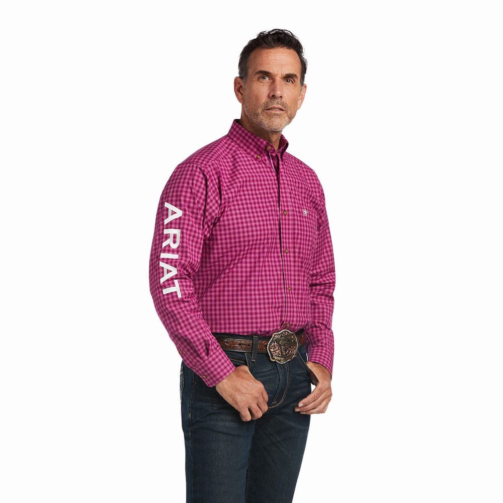 Men\'s Ariat Pro Series Team Tarletan Classic Fit Shirts Royal Purple | BHXY-72351