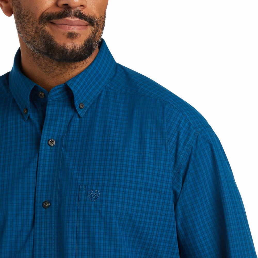 Men's Ariat Pro Series Troy Classic Fit Shirts Blue | GTOD-73021