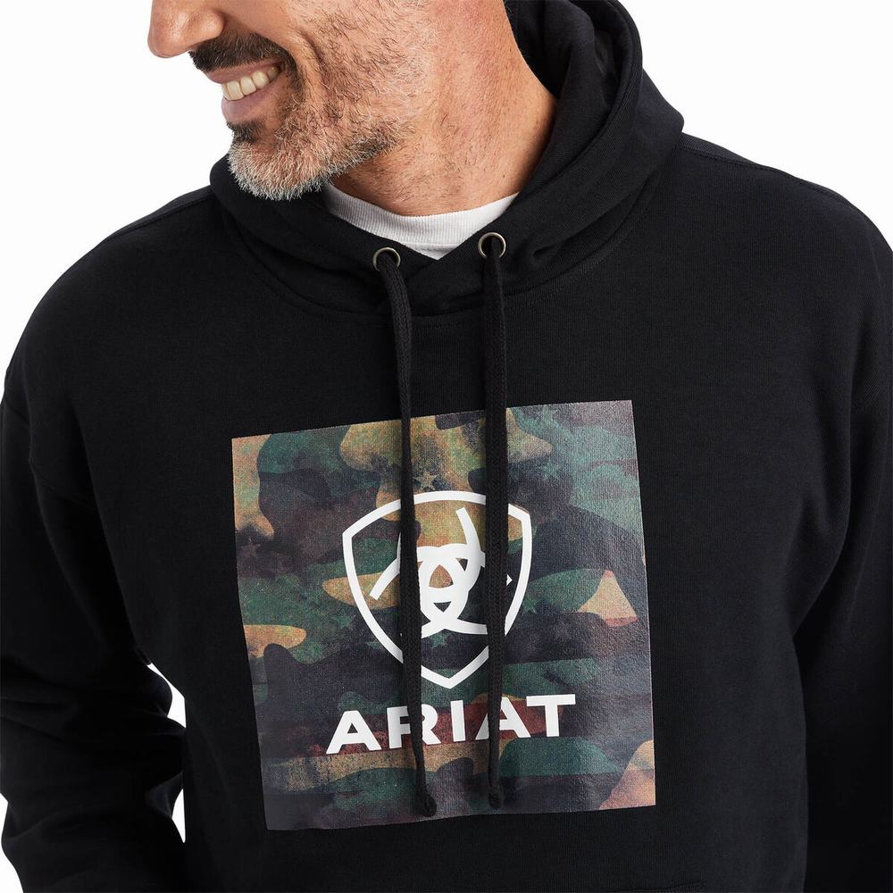 Men's Ariat Protect & Serve Block Hoodie Black | PFQW-95076