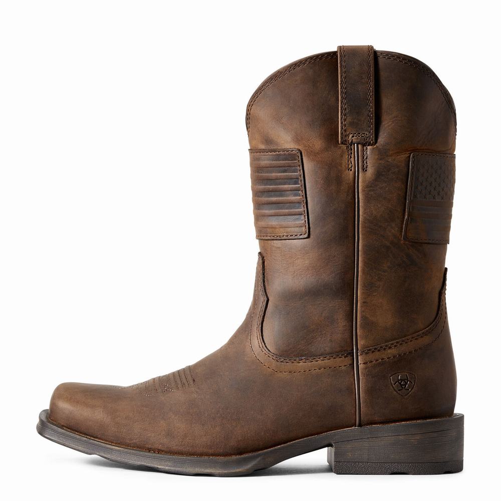 Men's Ariat Rambler Patriot Dress Boots Brown | SNWV-93012