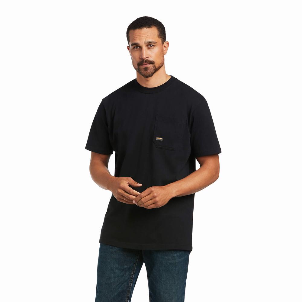 Men's Ariat Rebar Cotton Strong Voltaic Hammer Tops Black | BNAL-93826