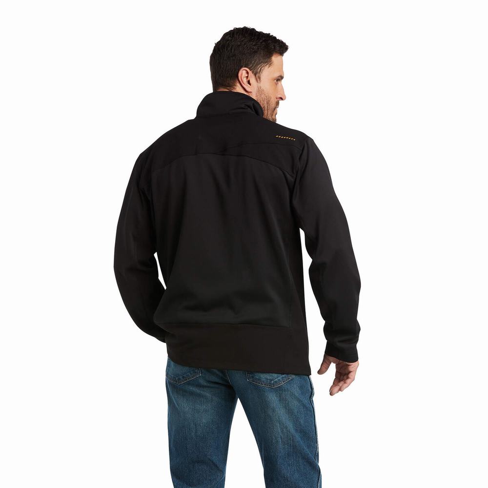 Men's Ariat Rebar Dri-Tech DuraStretch Fleece Hybrid Hoodie Black | RJLU-23174