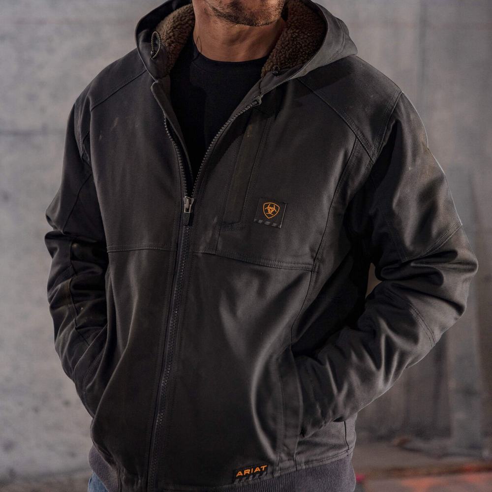 Men's Ariat Rebar DuraCanvas Jackets Black | AXVK-59047