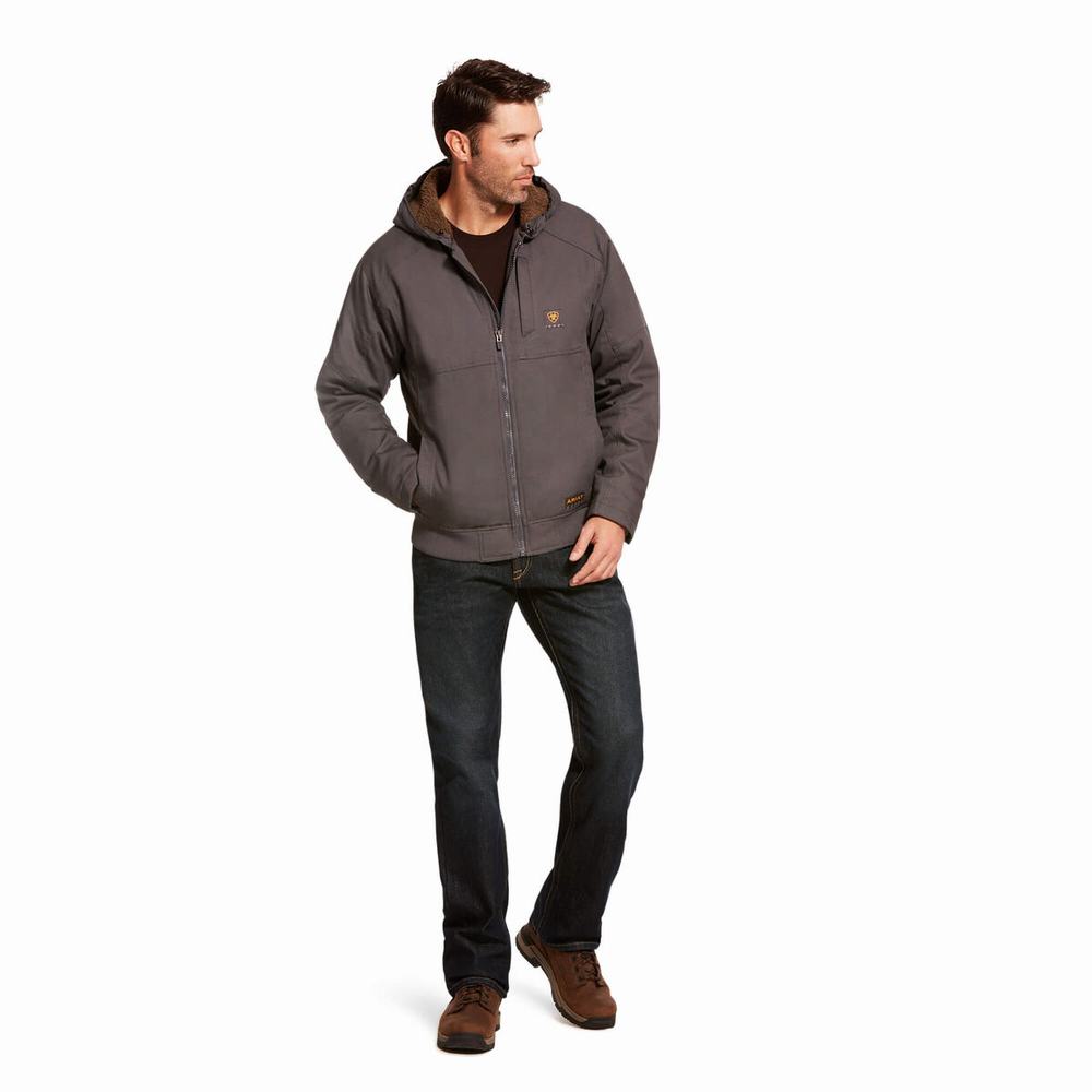 Men's Ariat Rebar DuraCanvas Jackets Grey | YVGJ-62851