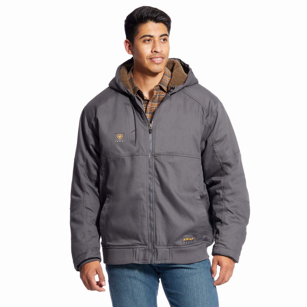 Men\'s Ariat Rebar DuraCanvas Jackets Grey | YVGJ-62851