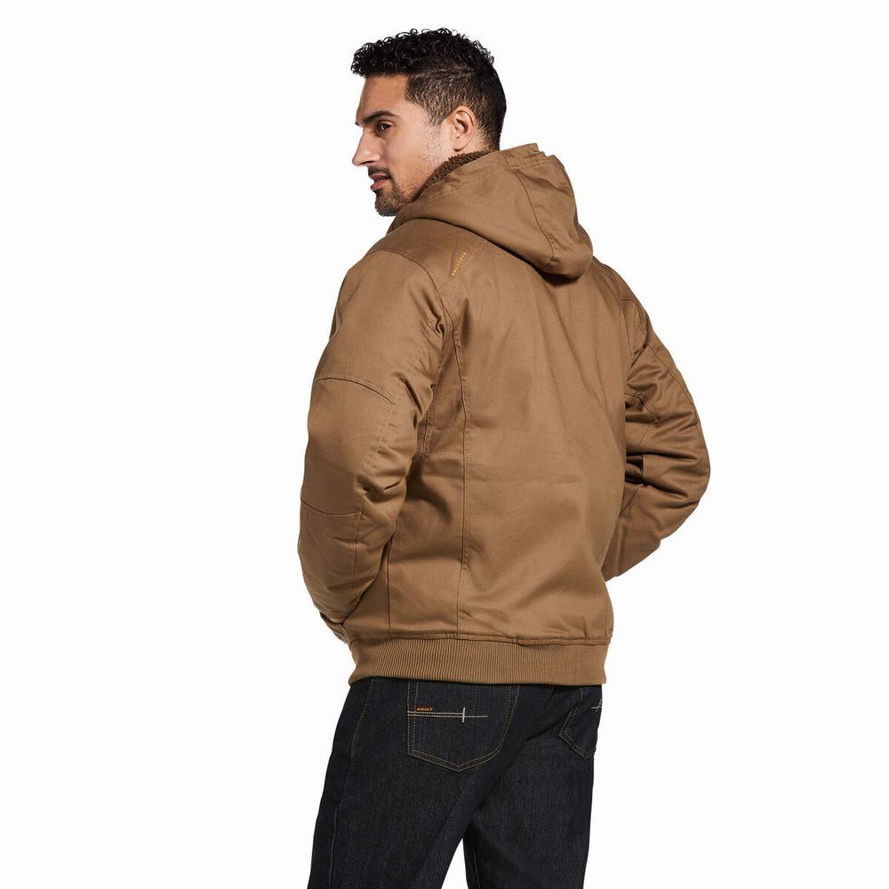 Men's Ariat Rebar DuraCanvas Jackets Khaki | JHDW-08134