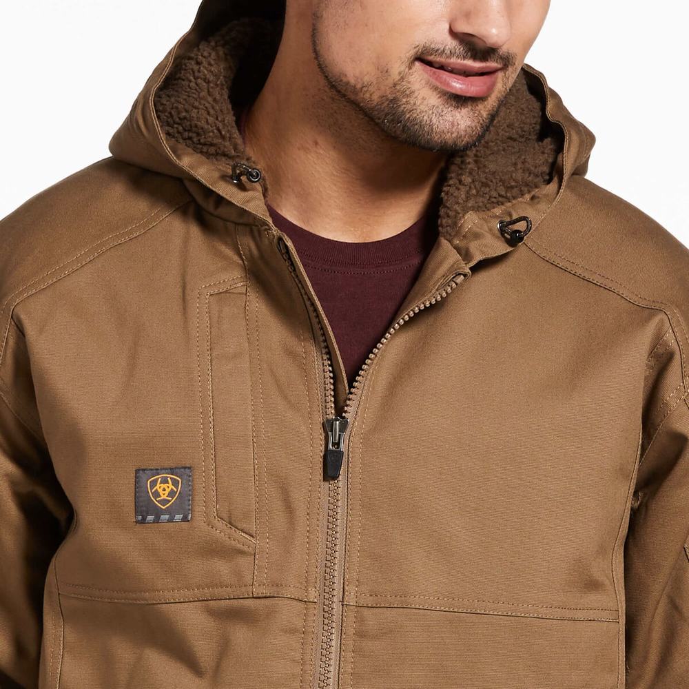 Men's Ariat Rebar DuraCanvas Jackets Khaki | JHDW-08134