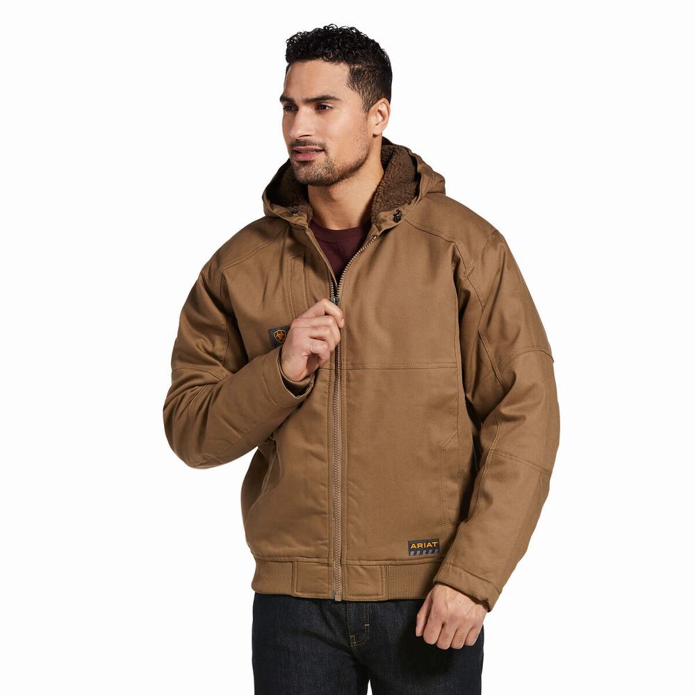 Men\'s Ariat Rebar DuraCanvas Jackets Khaki | JHDW-08134