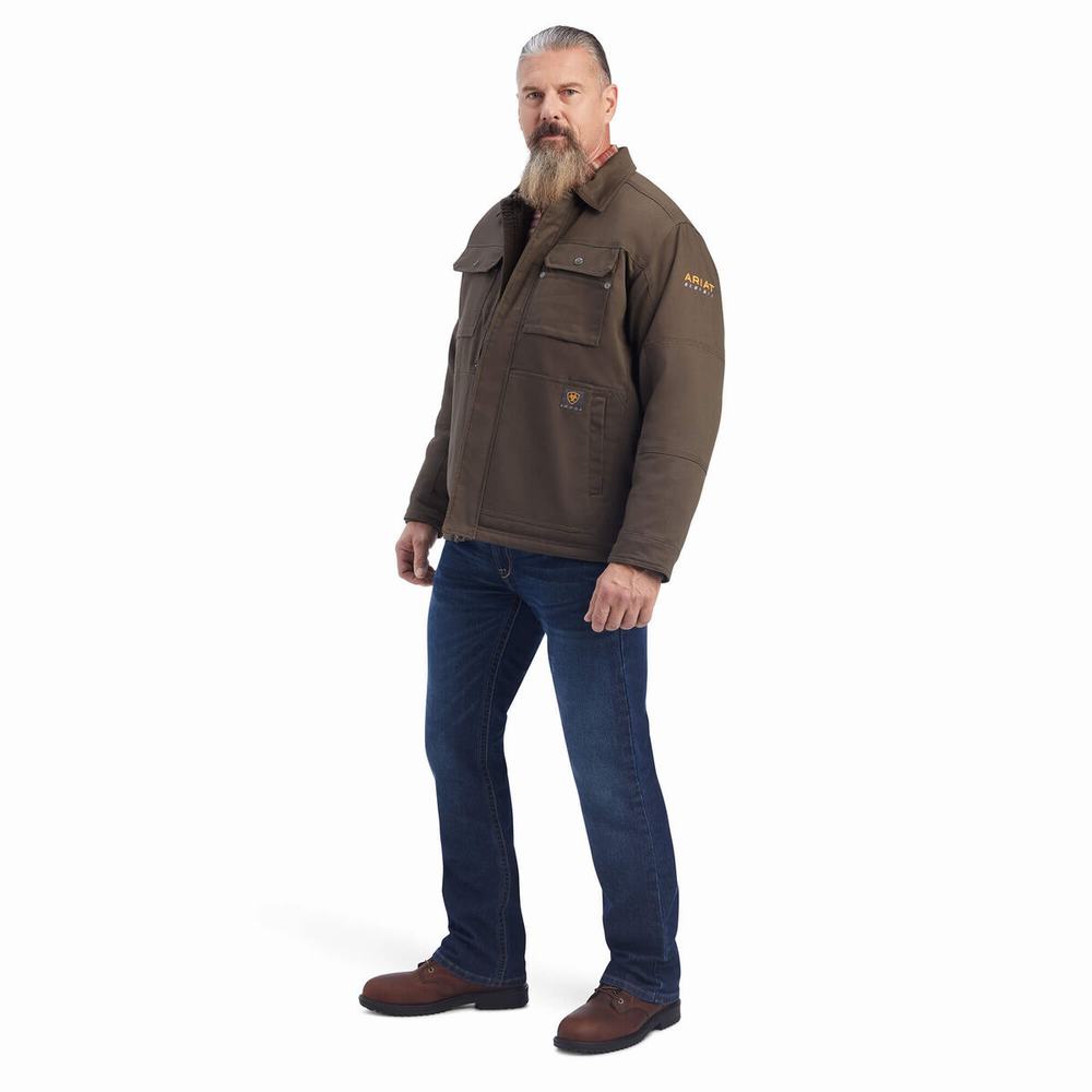 Men's Ariat Rebar DuraCanvas Sherpa-Lined Coats Multicolor | OKZH-70932