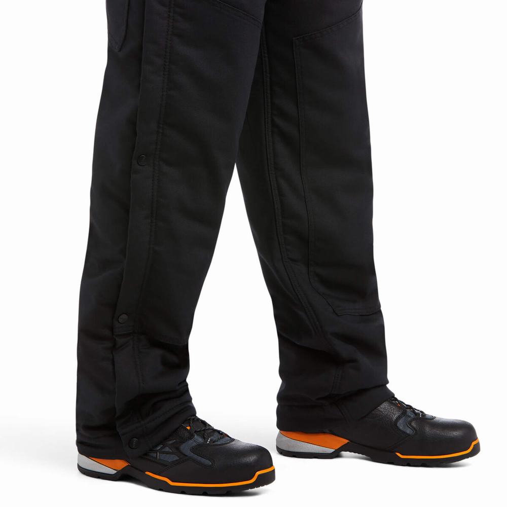 Men's Ariat Rebar DuraCanvas Stretch Insulated Pants Black | ESUH-73649