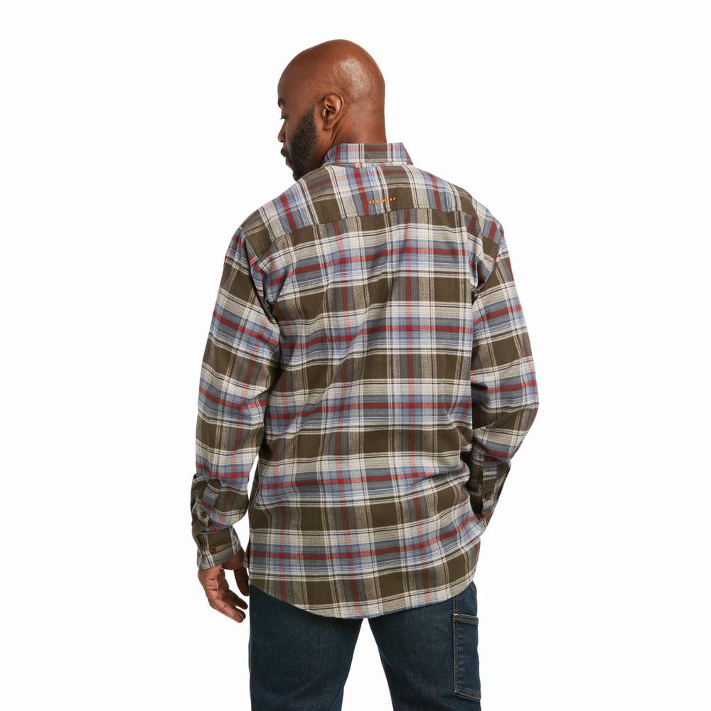 Men's Ariat Rebar Flannel DuraStretch Shirts Multicolor | DQLJ-86243