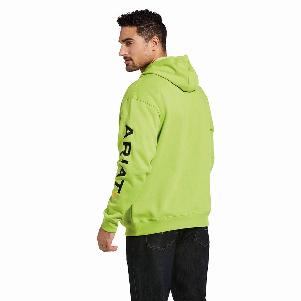 Men's Ariat Rebar Graphic Hoodie Light Green / Black | RVAH-29387