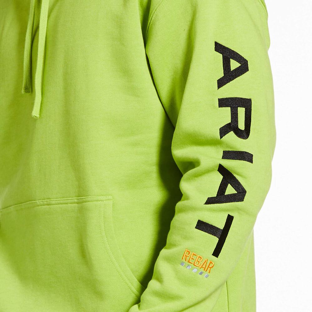 Men's Ariat Rebar Graphic Hoodie Light Green / Black | RVAH-29387