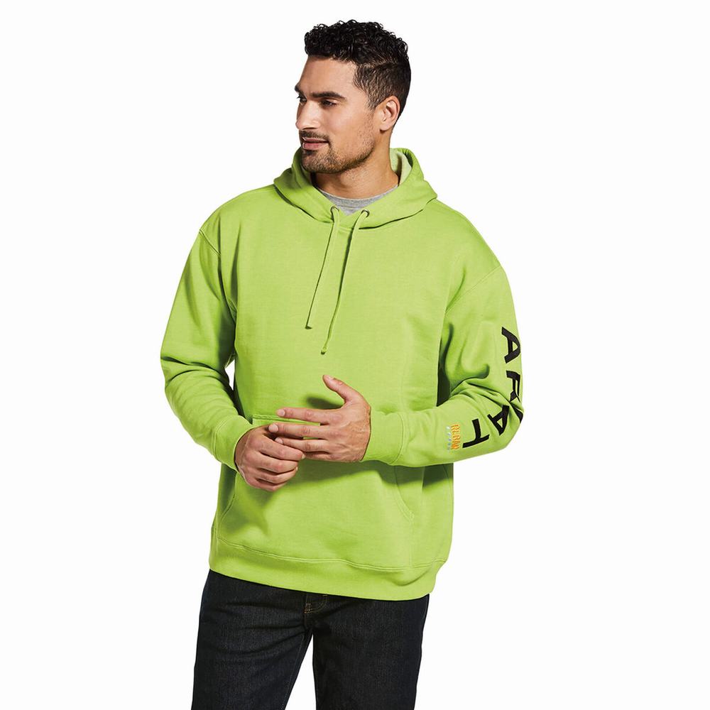 Men\'s Ariat Rebar Graphic Hoodie Light Green / Black | RVAH-29387