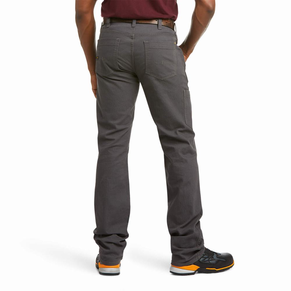 Men's Ariat Rebar M4 Low Rise DuraStretch Made Tough Pants Grey | IYND-64318