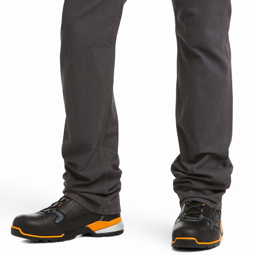 Men's Ariat Rebar M4 Low Rise DuraStretch Made Tough Pants Grey | IYND-64318