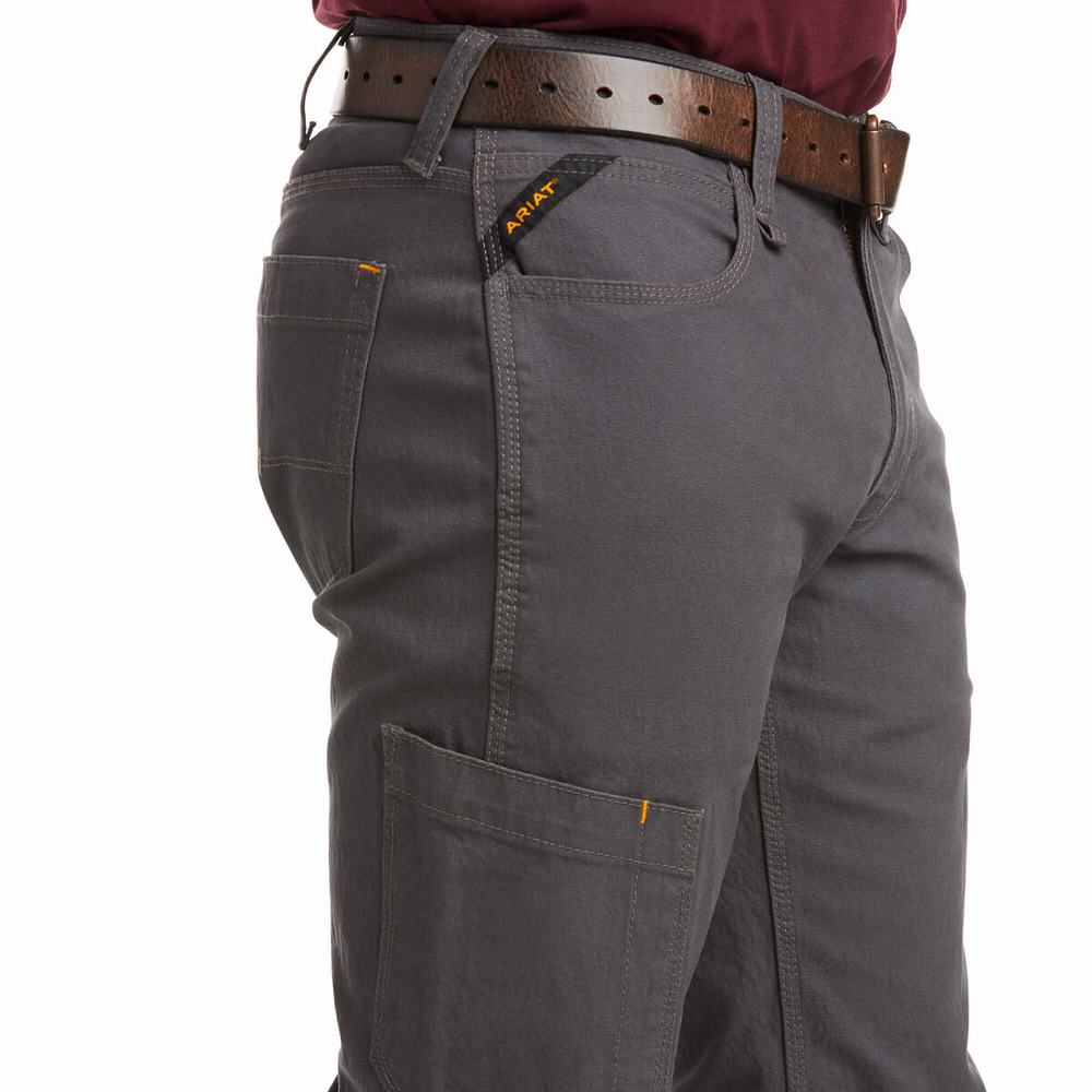 Men's Ariat Rebar M4 Low Rise DuraStretch Made Tough Pants Grey | IYND-64318