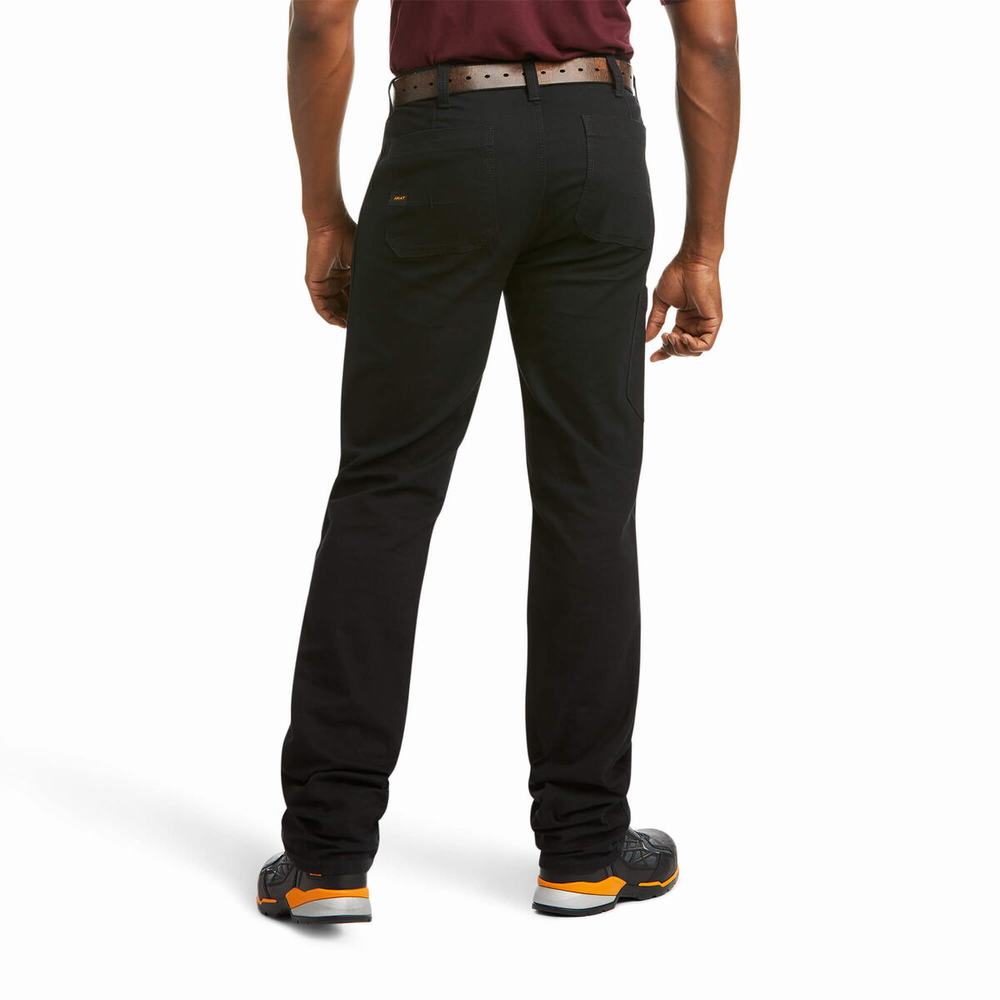 Men's Ariat Rebar M4 Low Rise DuraStretch Made Tough Double Front Pants Black | NSJI-06287