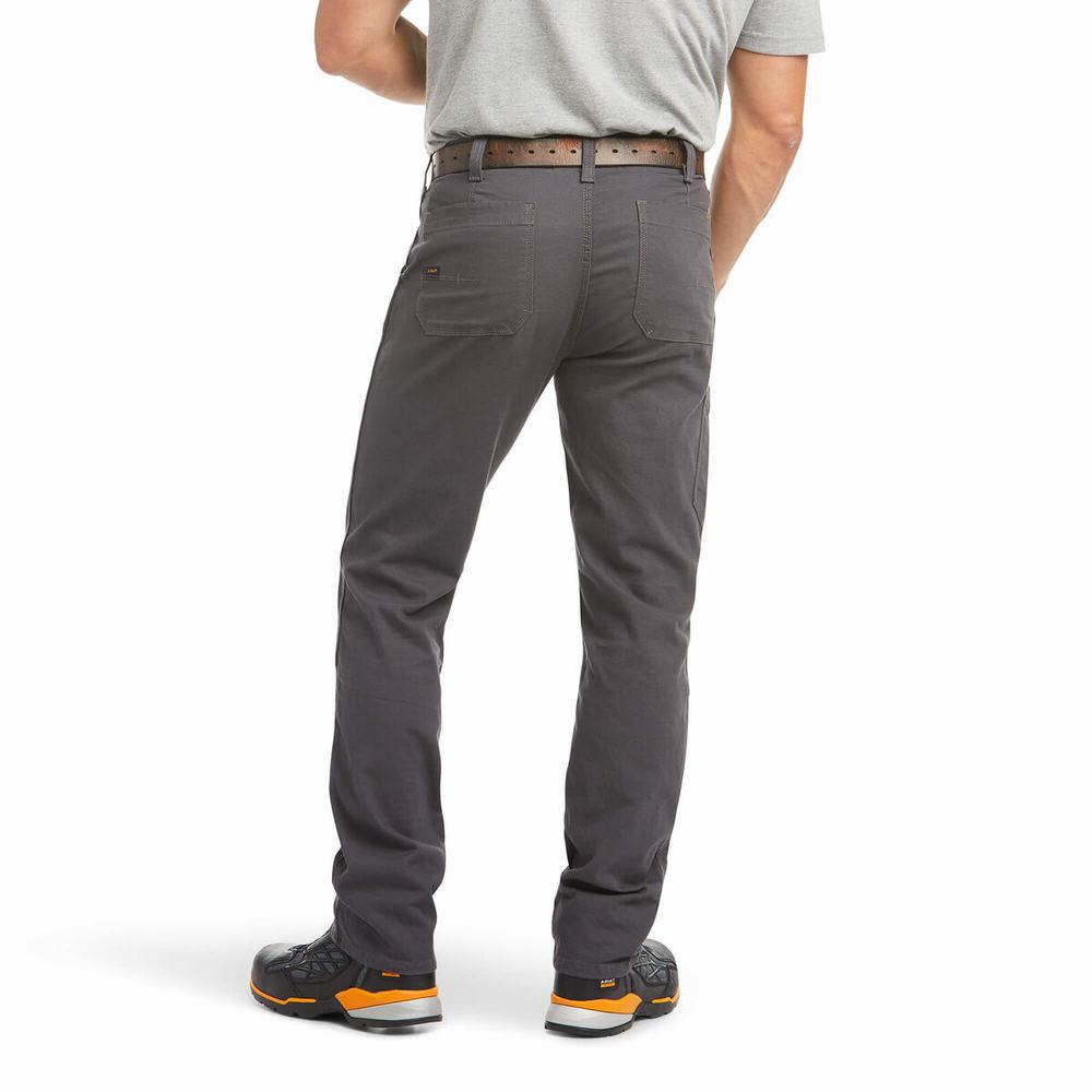 Men's Ariat Rebar M4 Low Rise DuraStretch Made Tough Double Front Pants Grey | WOTI-93014