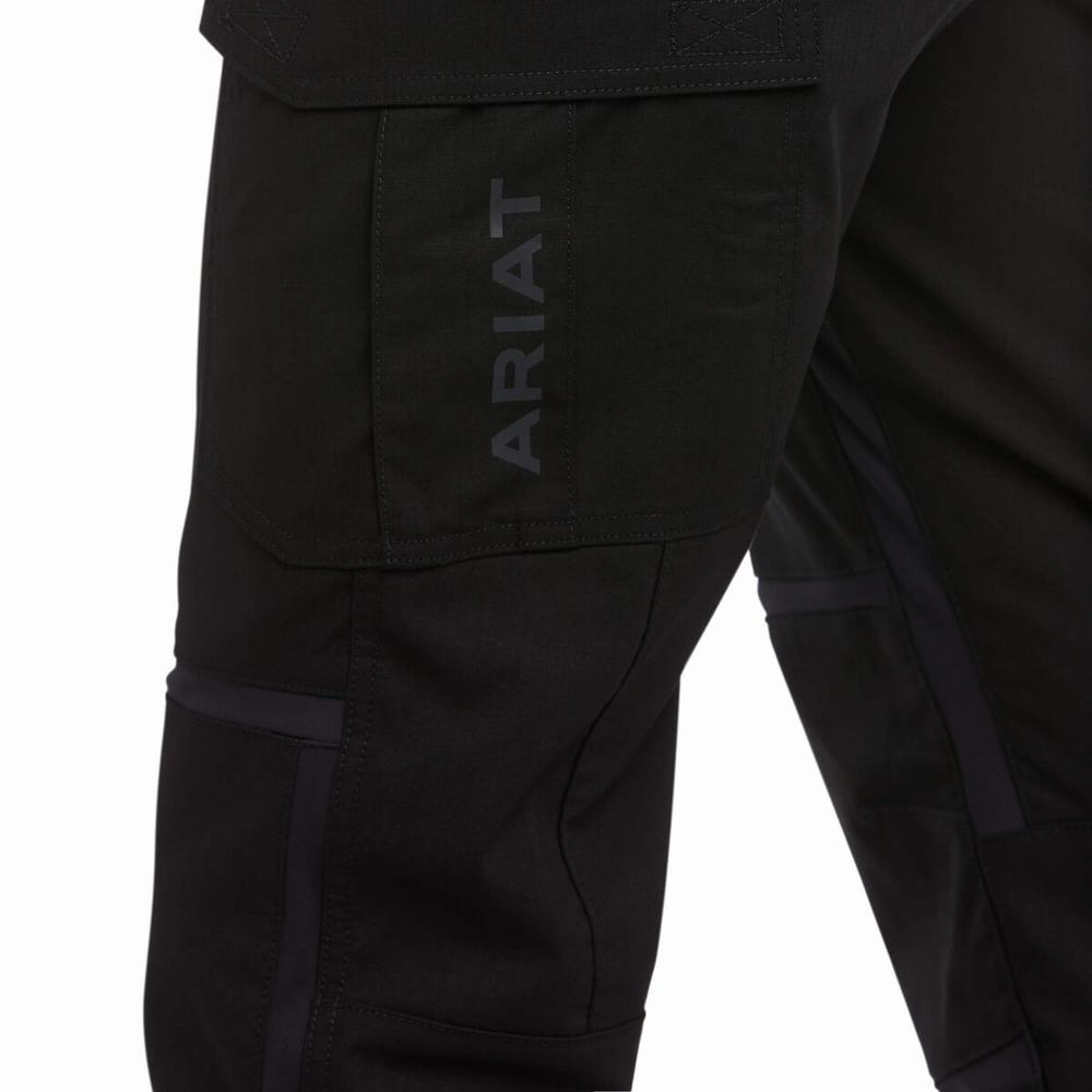 Men's Ariat Rebar M5 DuraStretch Ripstop Cargo Pants Black | ONJM-76214